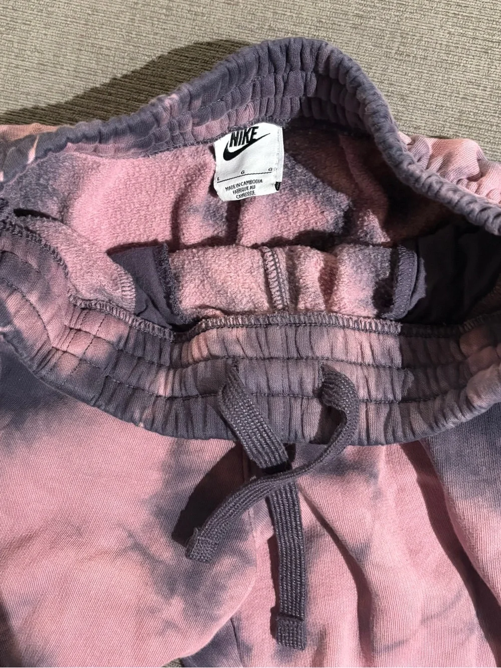Nike Club Fleece Girls Boys Purple Tie Dye Sweatpants Joggers Large L